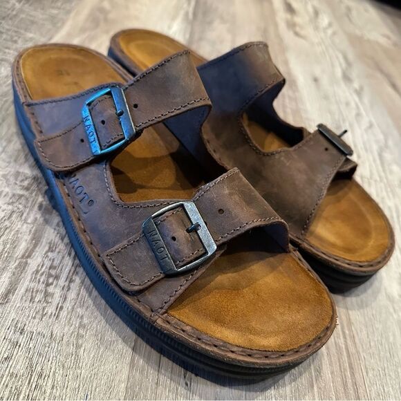 NAOT Slide Sandal Men Size 45/12 Brown Leather Comfort